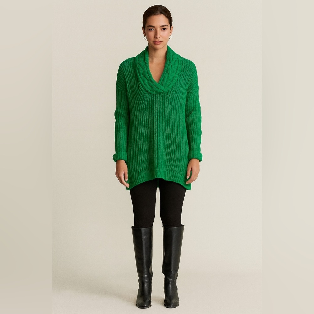 Ralph Lauren Vibrant Green Cowl Neck Sweater